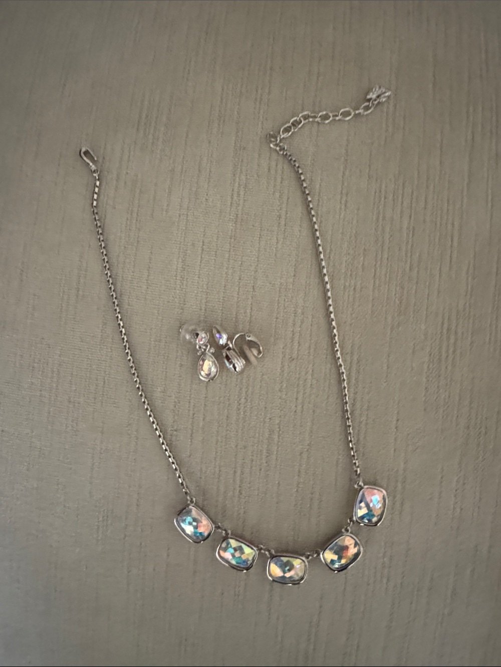 Swarovski Silver-Tone Necklace with Iridescent Aurora Crystals
